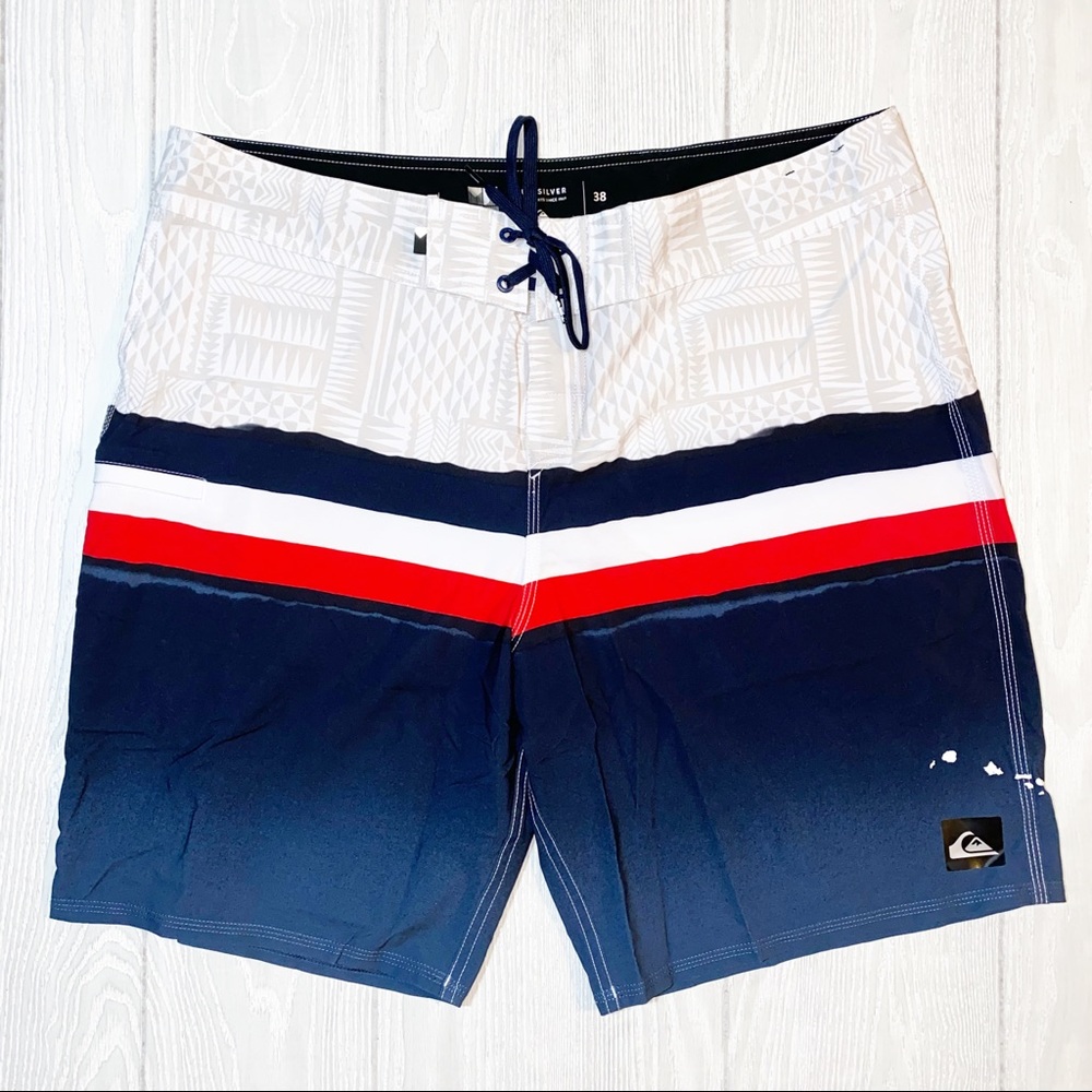 Quiksilver Blue and Red Board Shorts